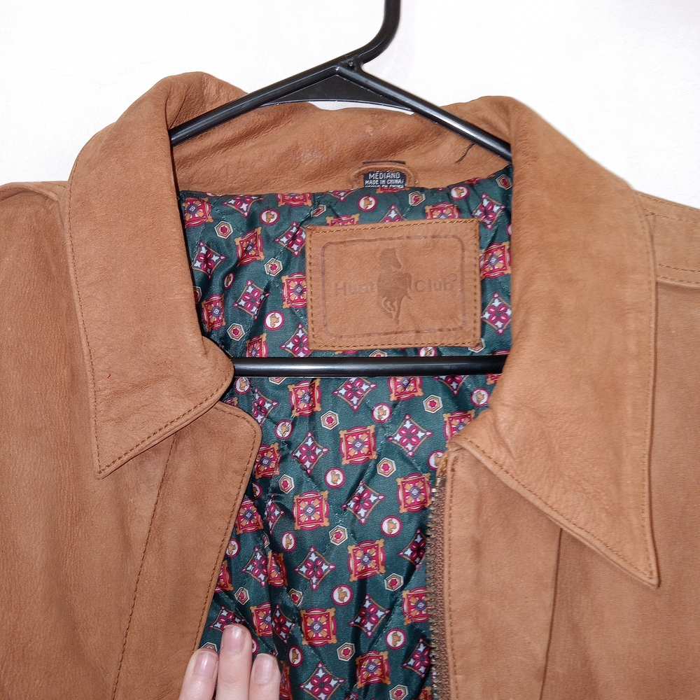 Vintage Hunt Club  Genuine Leather Bomber Jacket Mens Medium Chore Work Coat - Picture 2 of 16